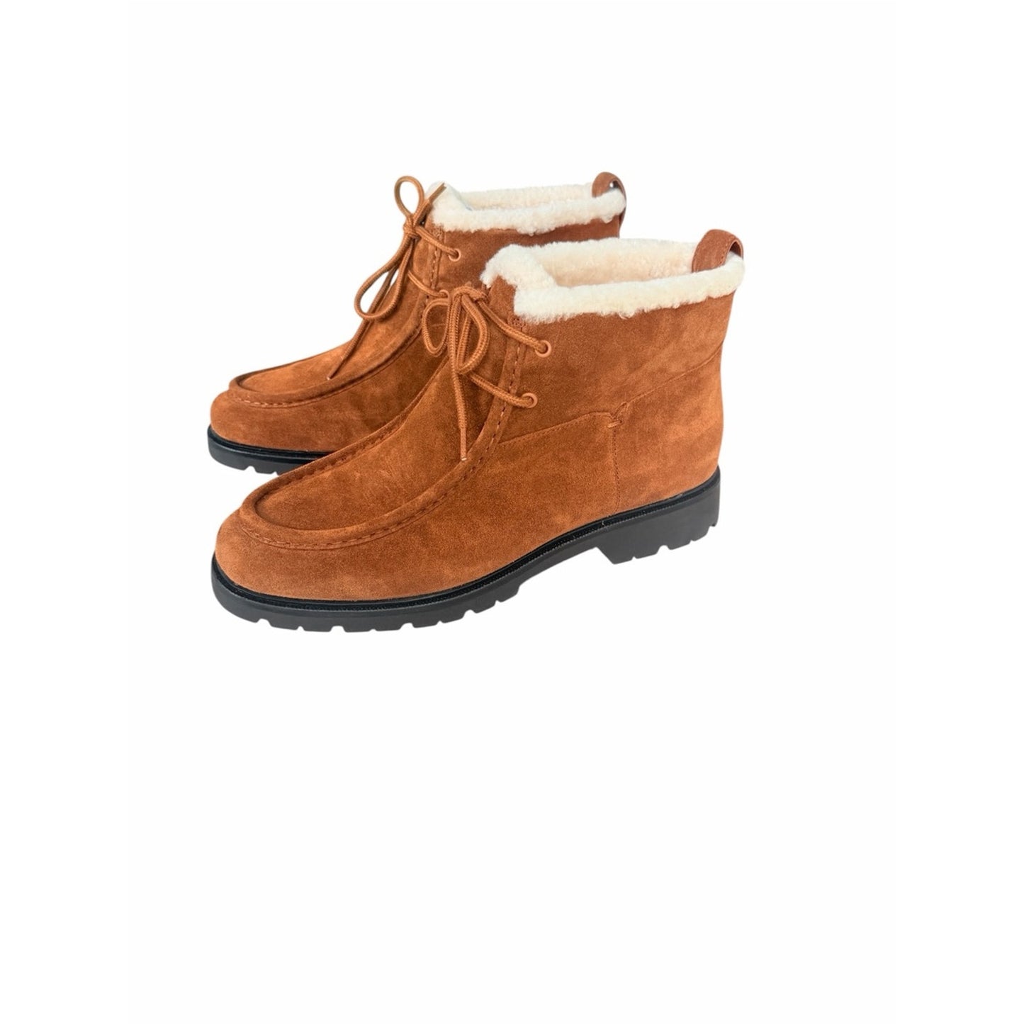 Vince Sierra Lace-Up Suede Boots Elmwood Shearling Lined NIB Sz 9