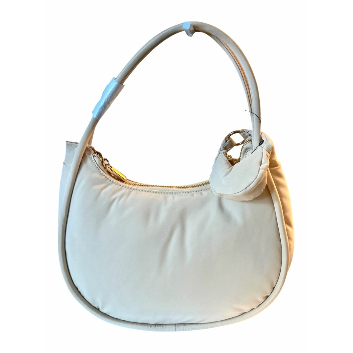 Nylon Puffer Bag -Hobo- Crescent Shoulder Bag Cold Cream NWT