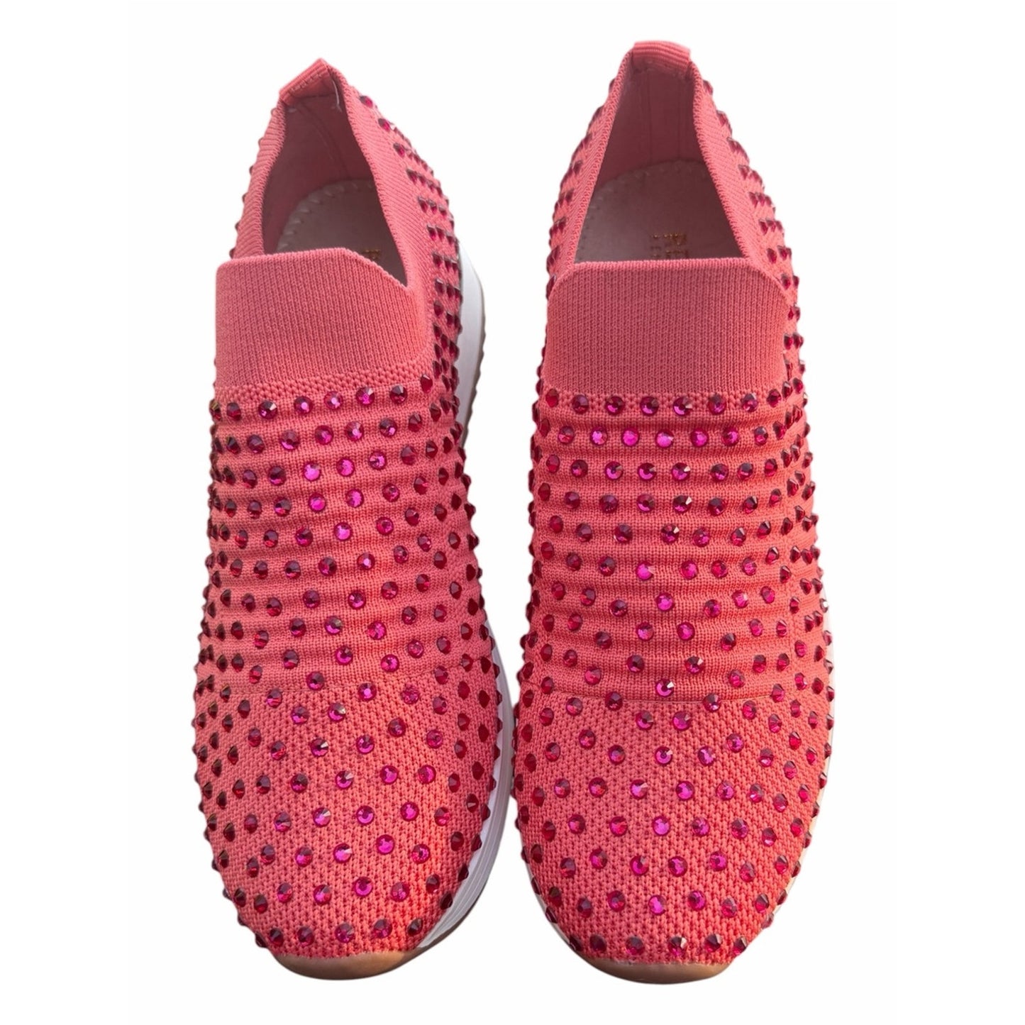 Kenneth Cole Reaction Cameron Jewel Jogger Rhinestone Knit Sneakers Pink 7.5