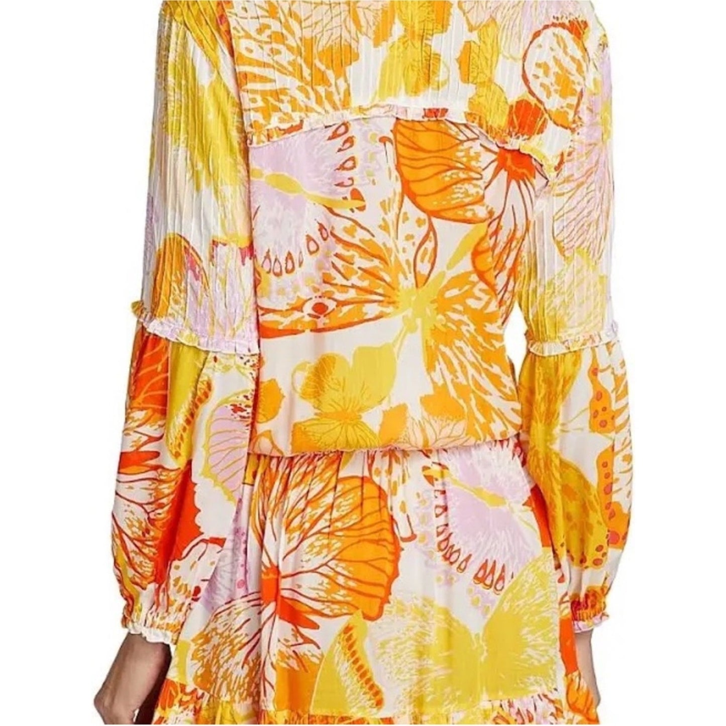 NEW Poupette St Barth Ilona M Yellow Macro Wings Butterfly Print Dress NWT