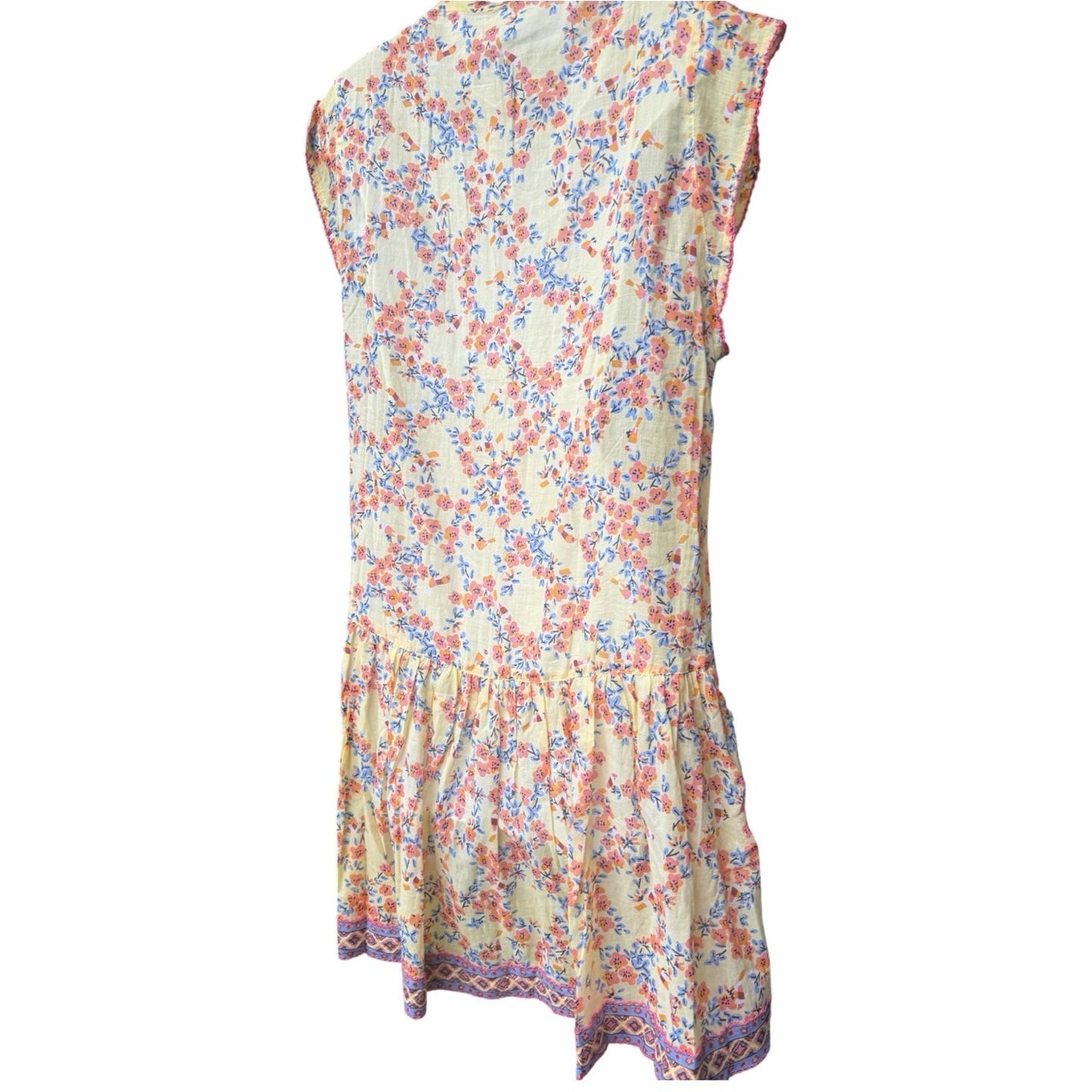 Poupette St. Barth Amora Drop Waist Cotton Mini Dress NWT Yellow Kookoo Bird M