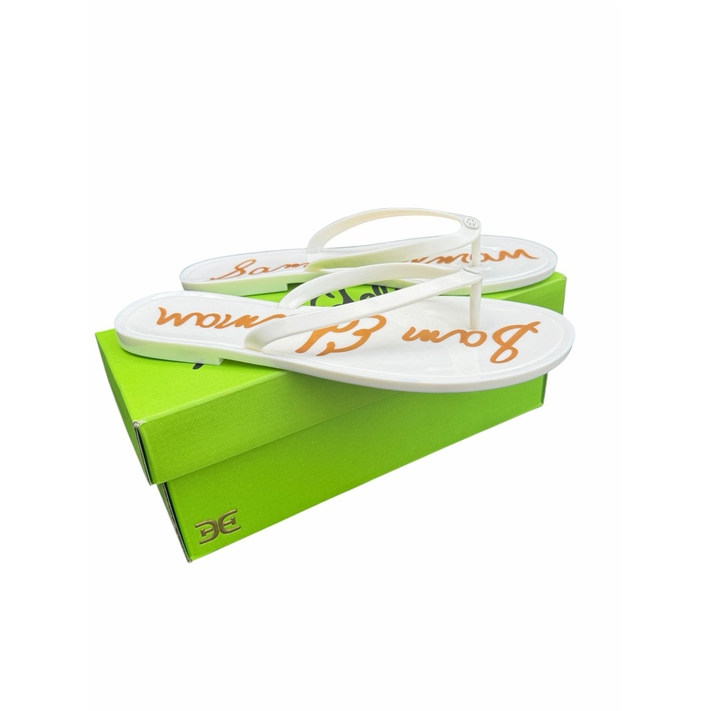 Sam Edelman Dean Jelly Flip Flops White Logo Sandals Size 8 New In Box