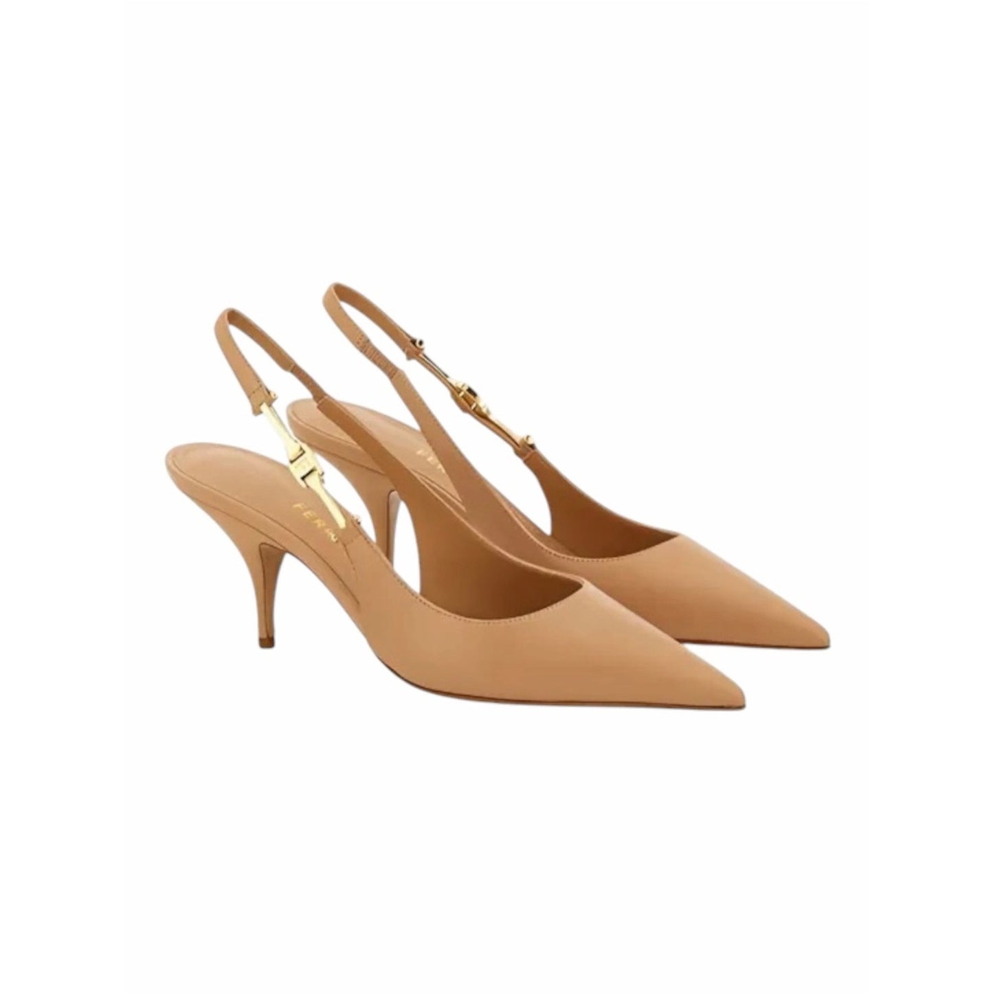 Ferragamo Tally 70 Amaretti Leather Slingback Pumps 8C Wide NIB