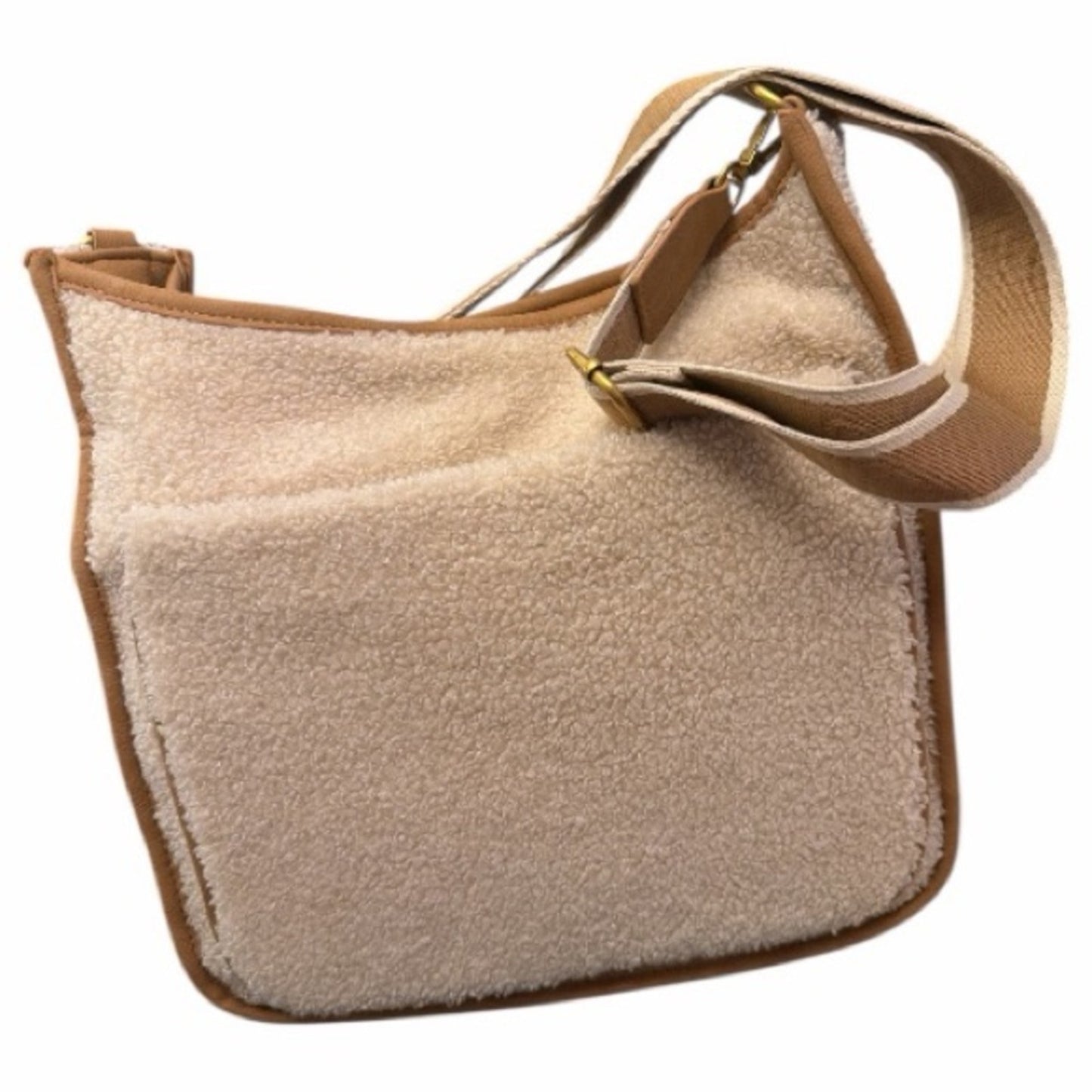 Faux Fur Sherpa Fairycore Crossbody & Shoulder Bag – 2 Straps – Cream/Tan – NWT