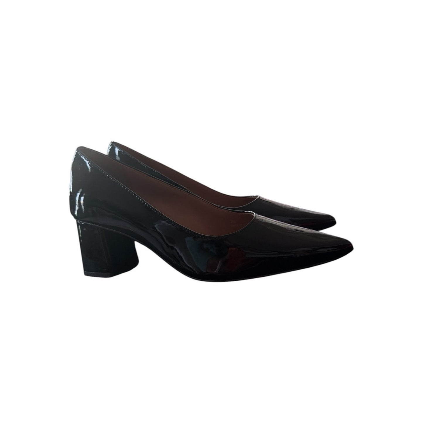Paolo Bilson-L Black Patent Pointed Toe Block Heel Pumps 7M NIB Dust Bags