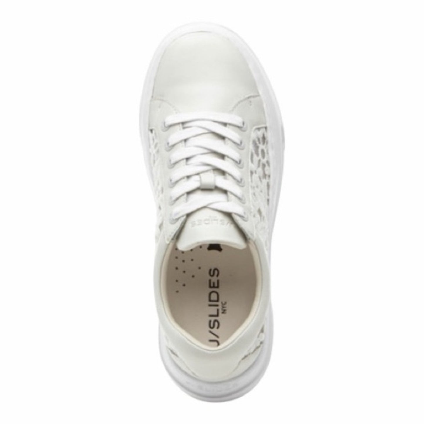 Women's White Lace Fabric & leather Analee Lace Sneaker Size 81/2