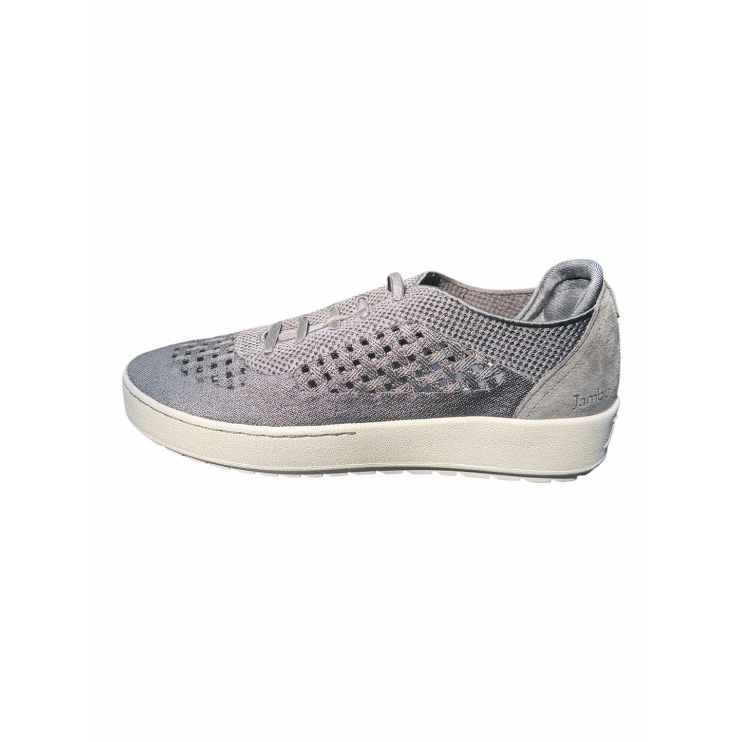 Jambu Lilac Charcoal Leather Knit Elastic Lace Comfort Travel Sneakers 8.5 NIB