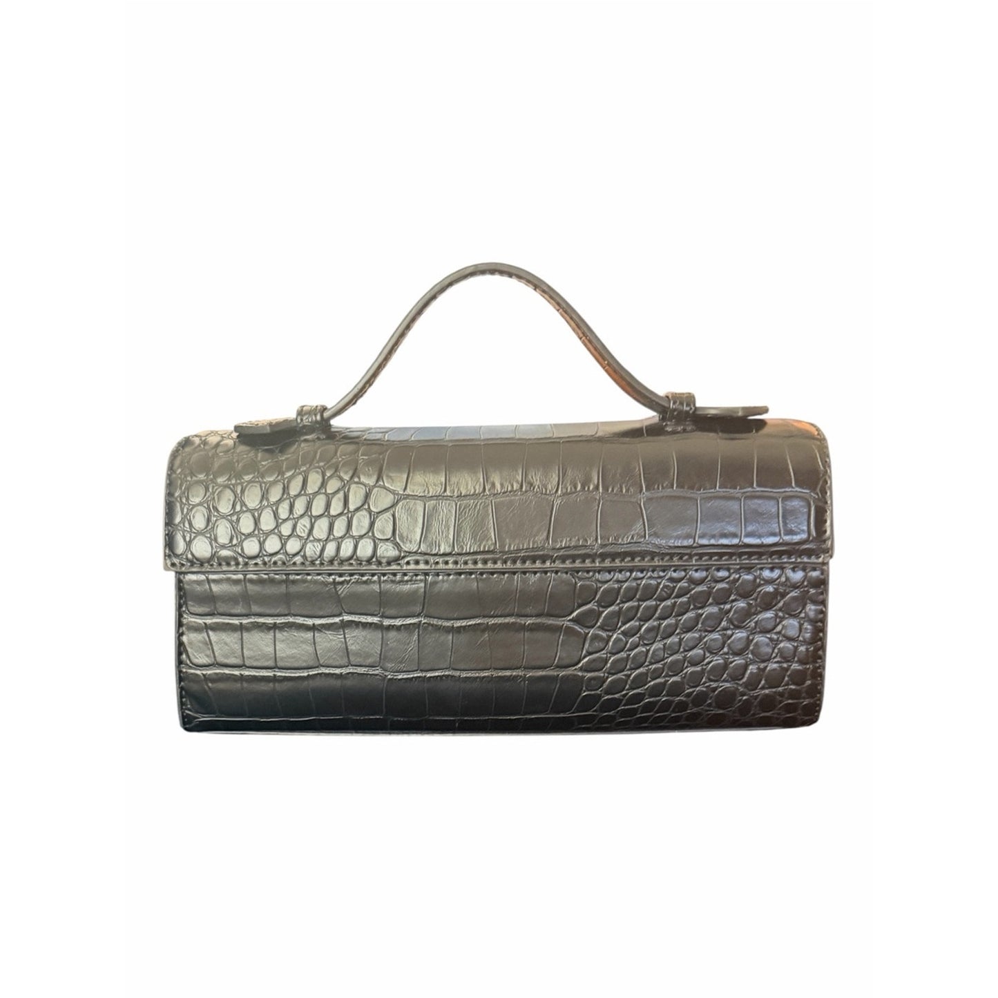 Aqua Black Croc Embossed East West Shoulder Bag Crossbody NWT