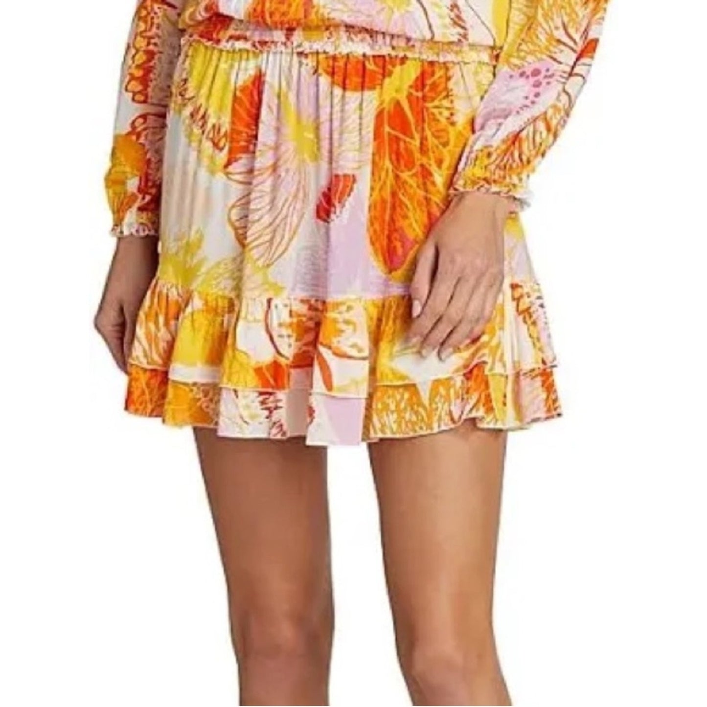 NEW Poupette St Barth Ilona M Yellow Macro Wings Butterfly Print Dress NWT
