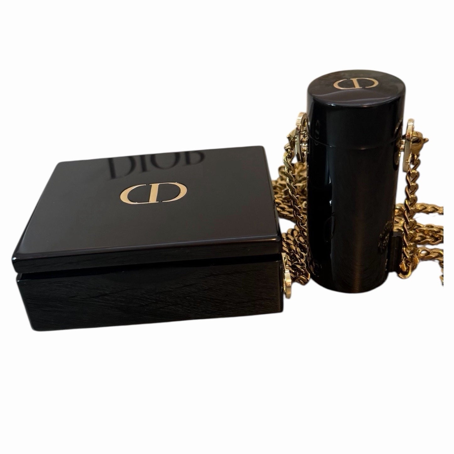 Dior Acrylic Lipstick Clutch Set w Chain + 4 Lipsticks + Duster + Box