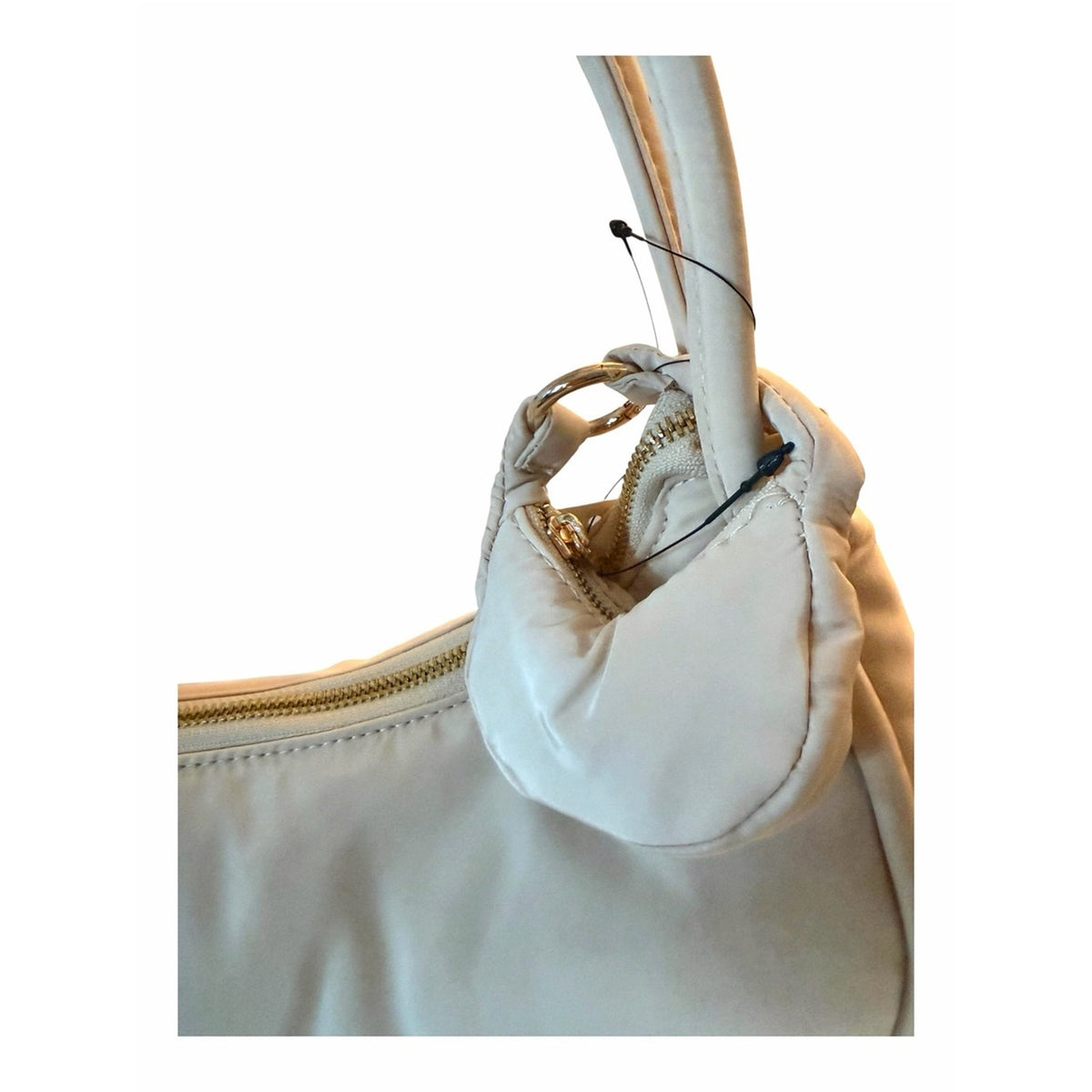 Nylon Puffer Bag -Hobo- Crescent Shoulder Bag Cold Cream NWT