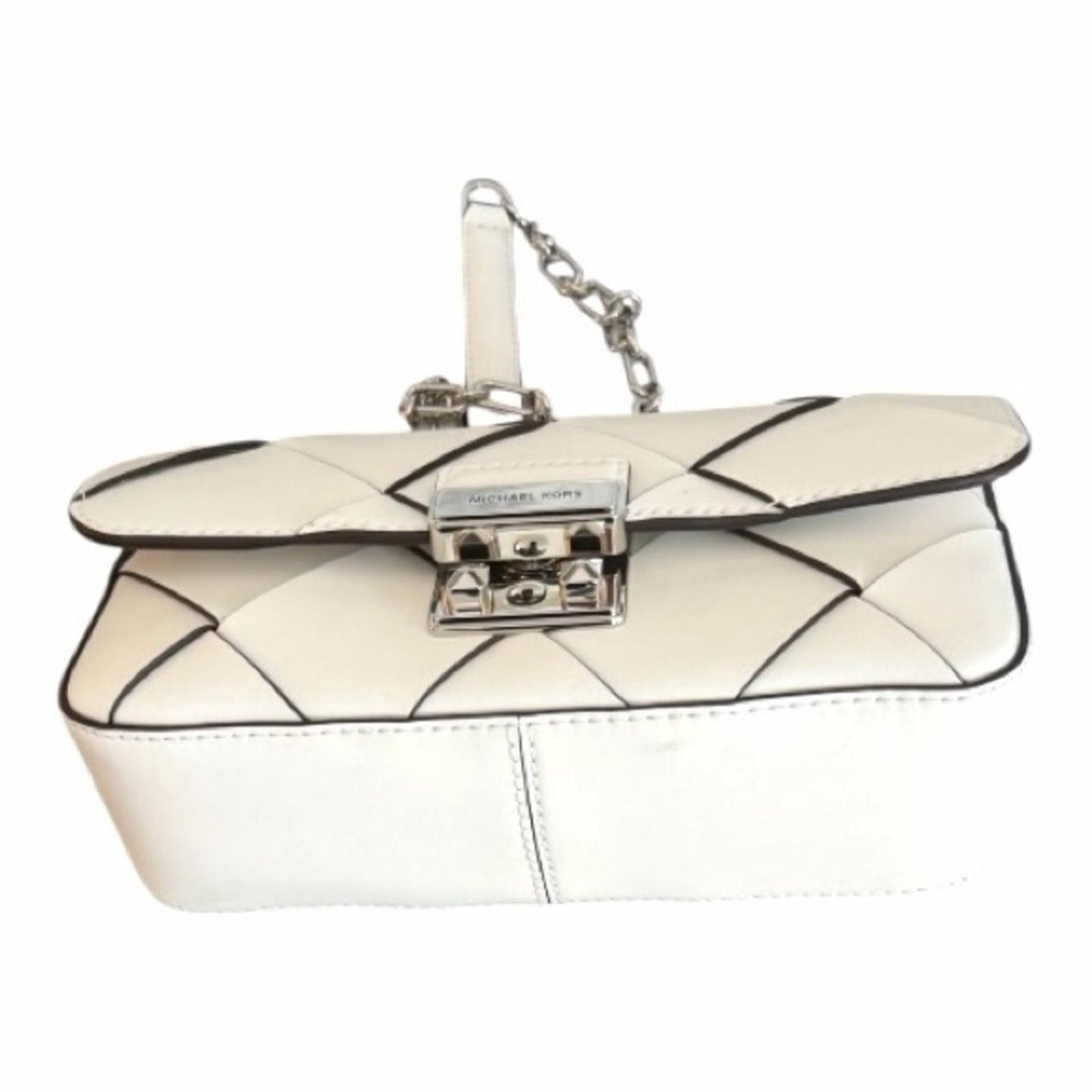 Michael Kors Tribeca Leather Convertible Chain Shoulder Crossbody Bag White
