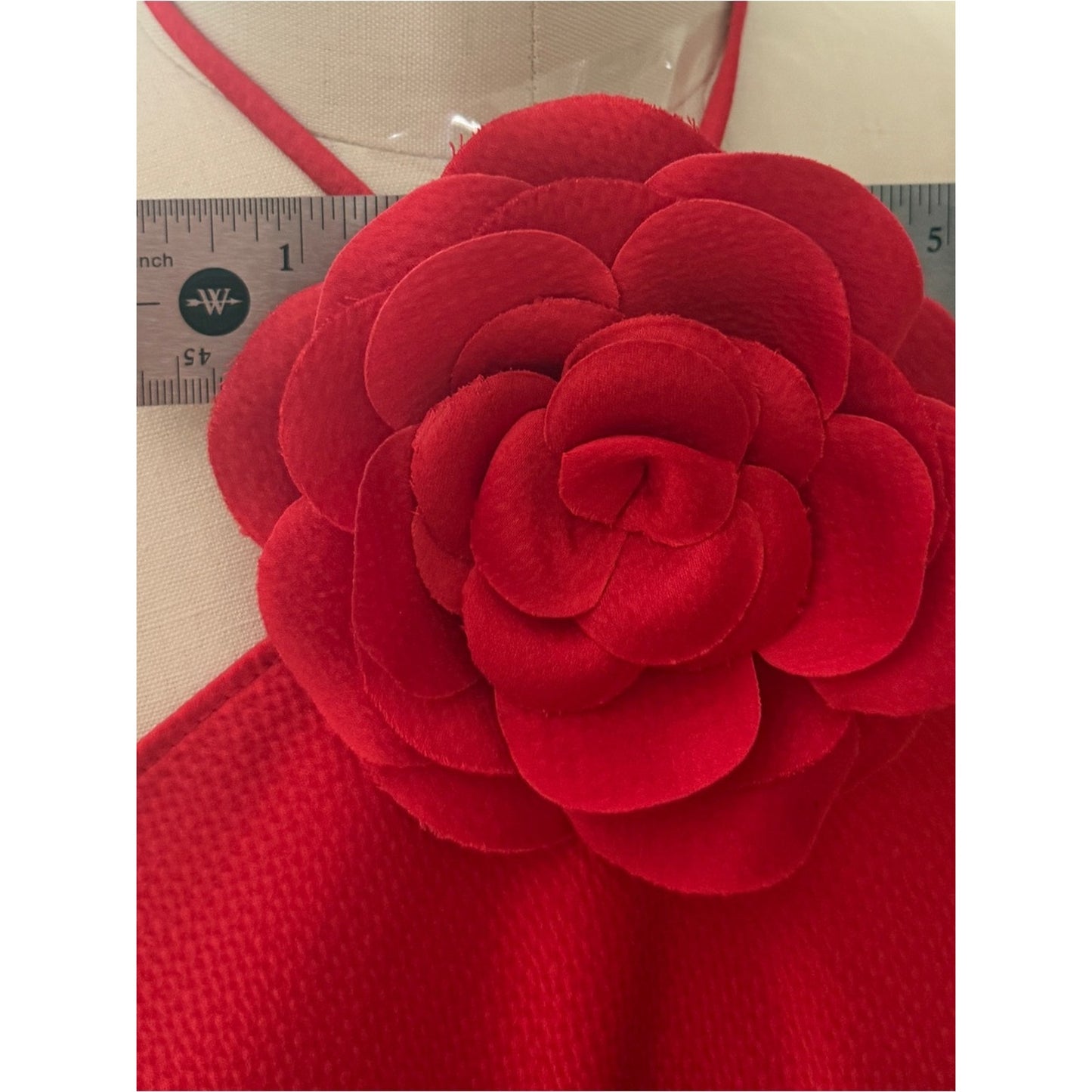 Lucy Paris Red Halter Maxi Dress XL NWT Open Back Removable Rosette