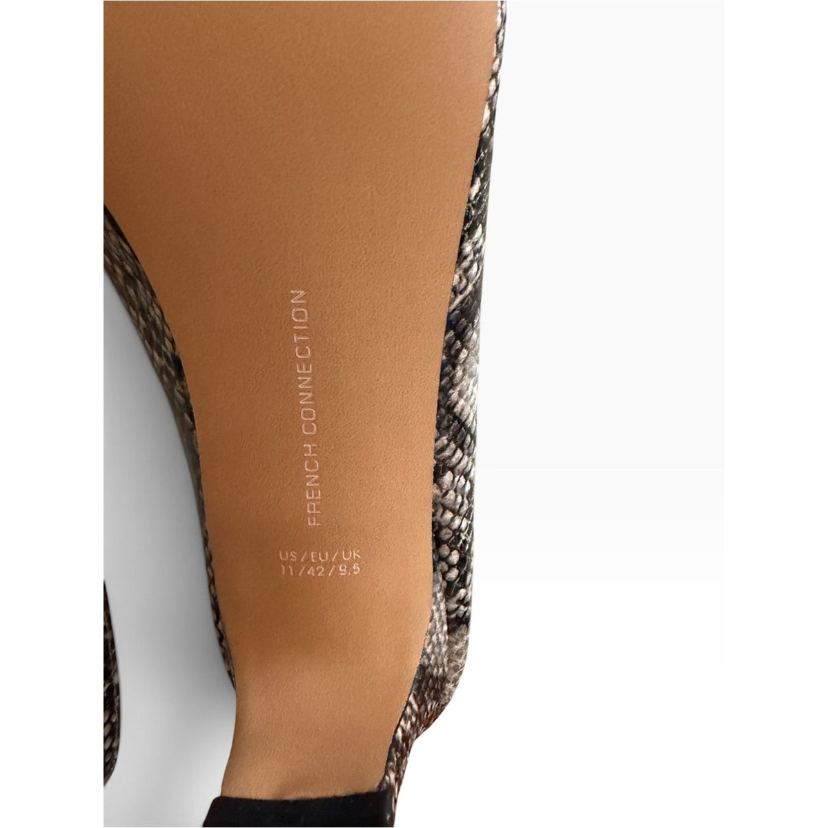 French Connection Aimee Snake Print Kitten Heel Mules  Women’s Size 11 NIB