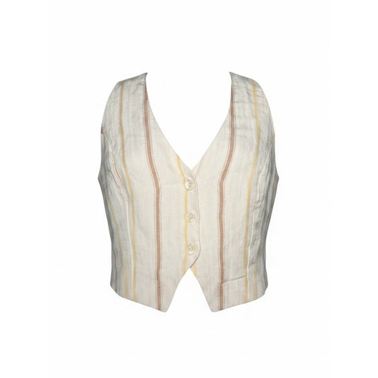 L*Space Beach House Vest NWT Medium Backless Halter Linen Blend Tie Crop Top