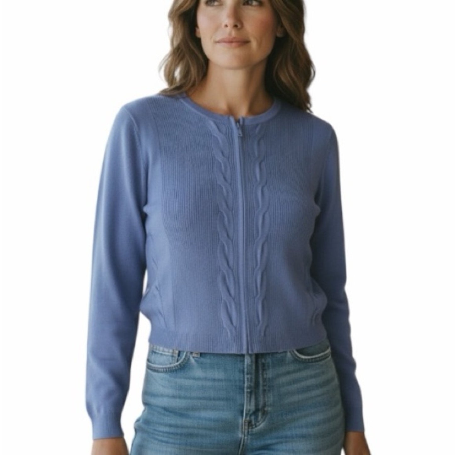 Etcetera Santorini Zip-Up Cardigan | Parisian Blue | Women’s XL | NWT