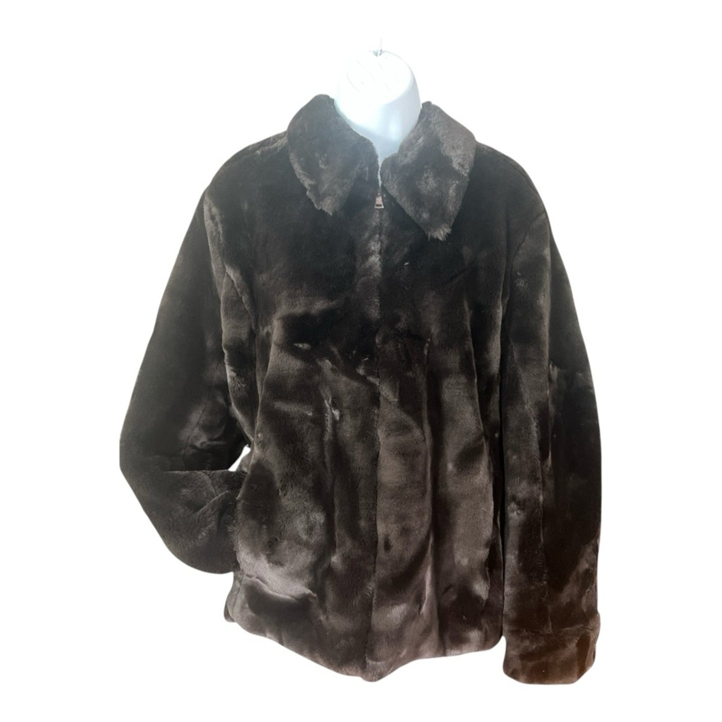 Vintage Faux Fur Jacket Choc Brown L