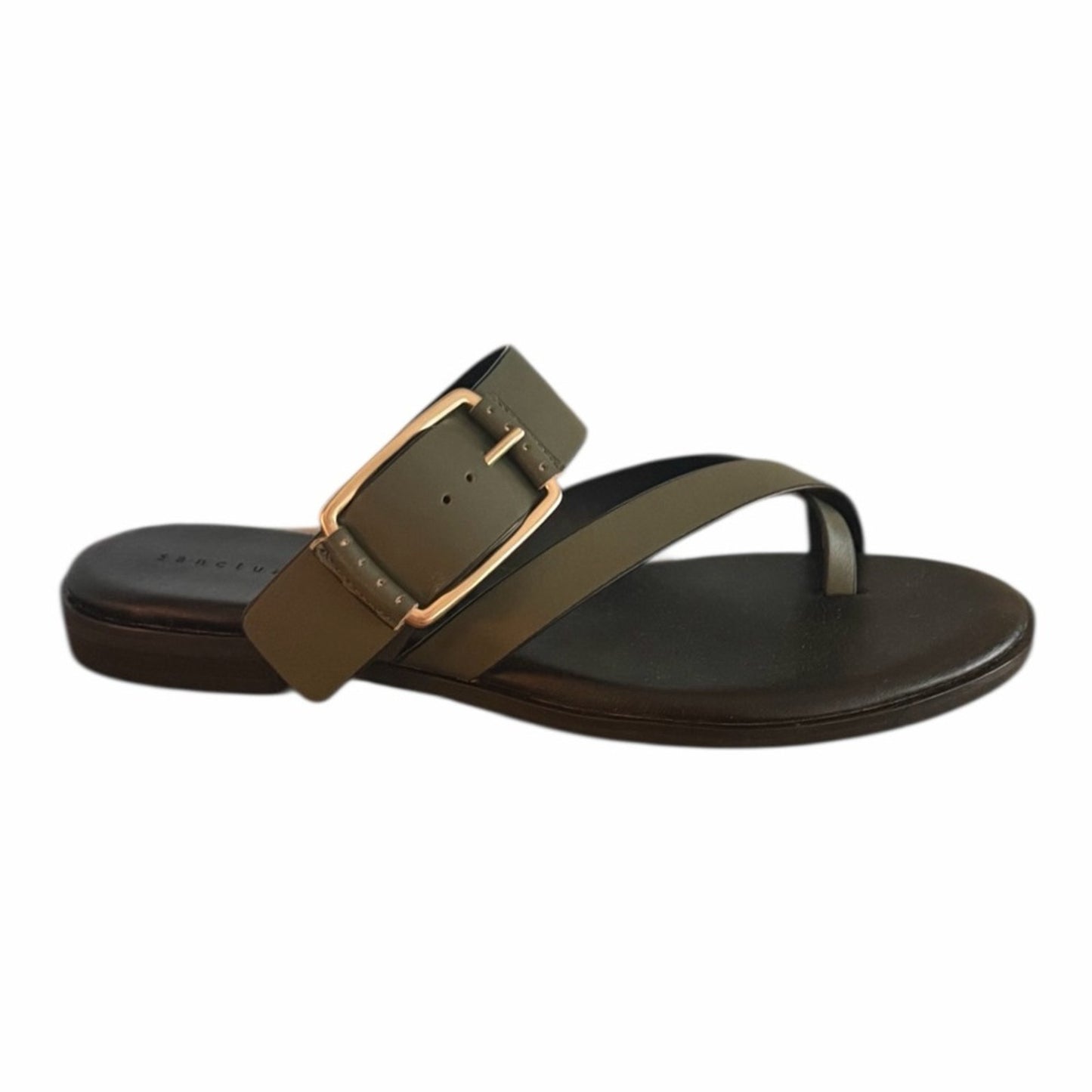 Sanctuary SA-Spring Leather Sandals Mossy Green Buckle Slide 8.5 NIB