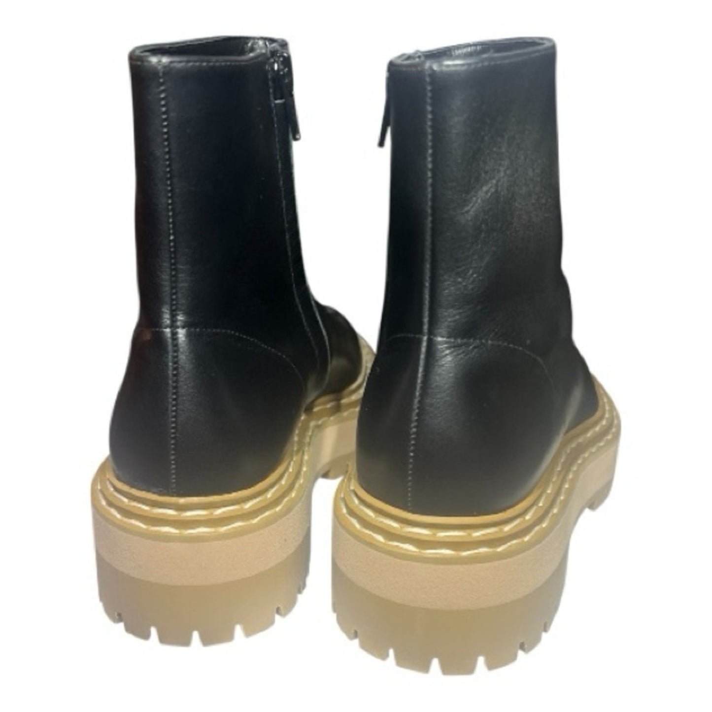 Proenza Schouler Black Lug Sole Leather Ankle Size 7 Boots NIB