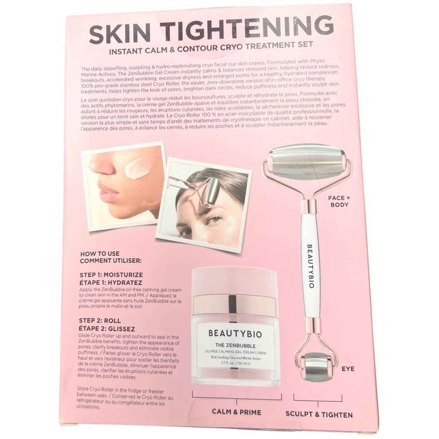 New In Box BeautyBio Skin Tightening Set with Roller & Cream