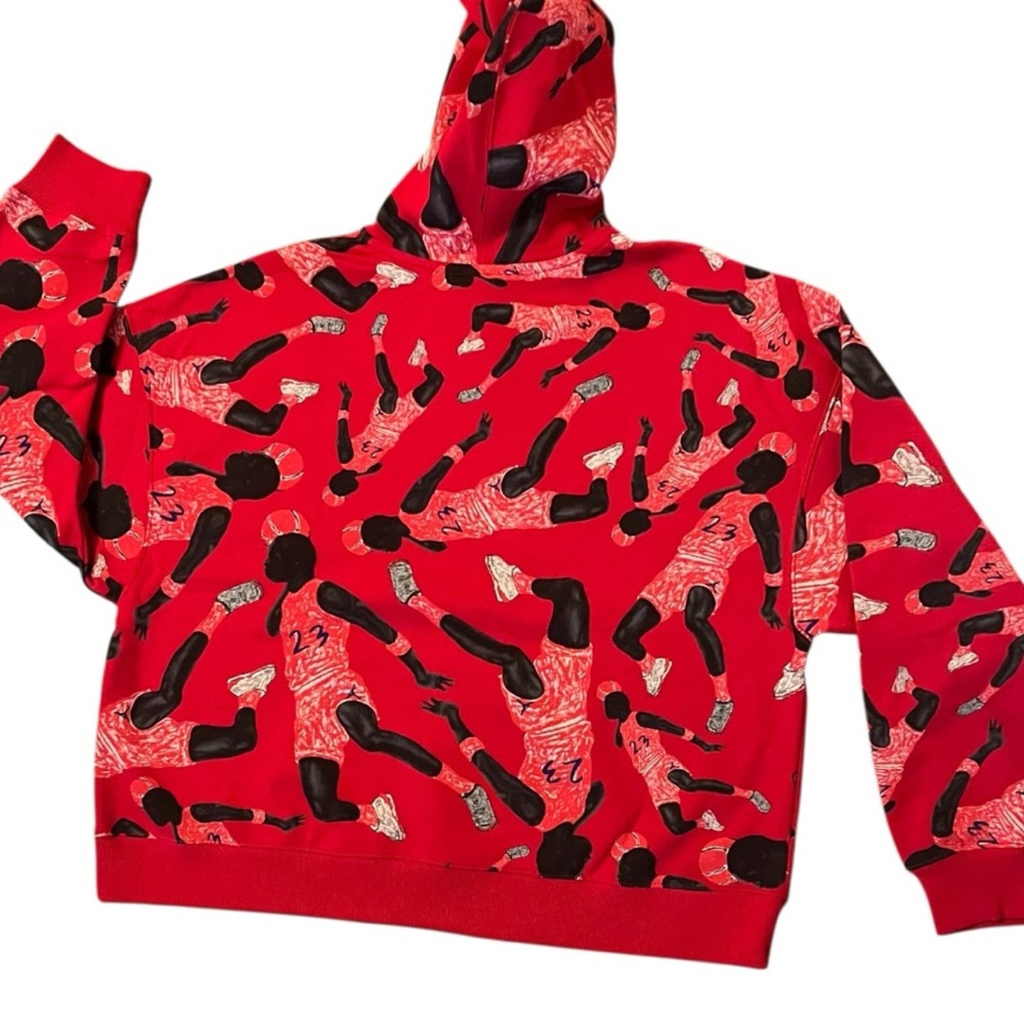 Jordan Nike Women's XL Hoodie NWT RedAll-over Basketball Player Print Loose Fit
