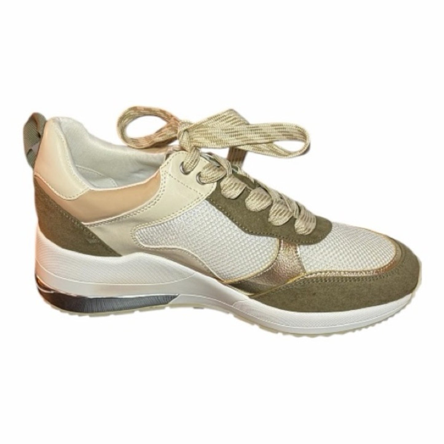 NIB J/Slides Khaki/Gold BEBE Sneaker Women’s Size 8