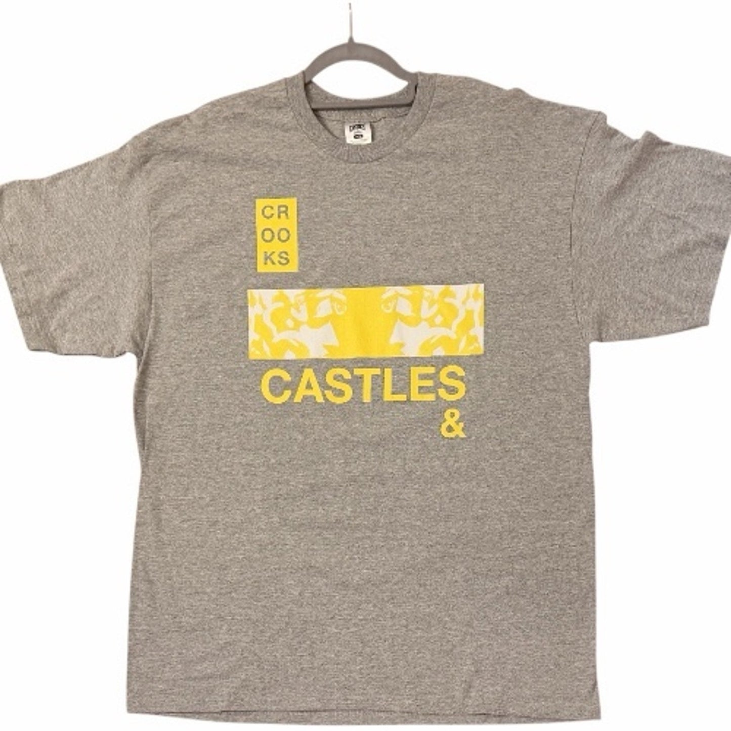 Crooks & Castles Men's XL Graphic T-Shirt Heather Gray Yellow NWOT