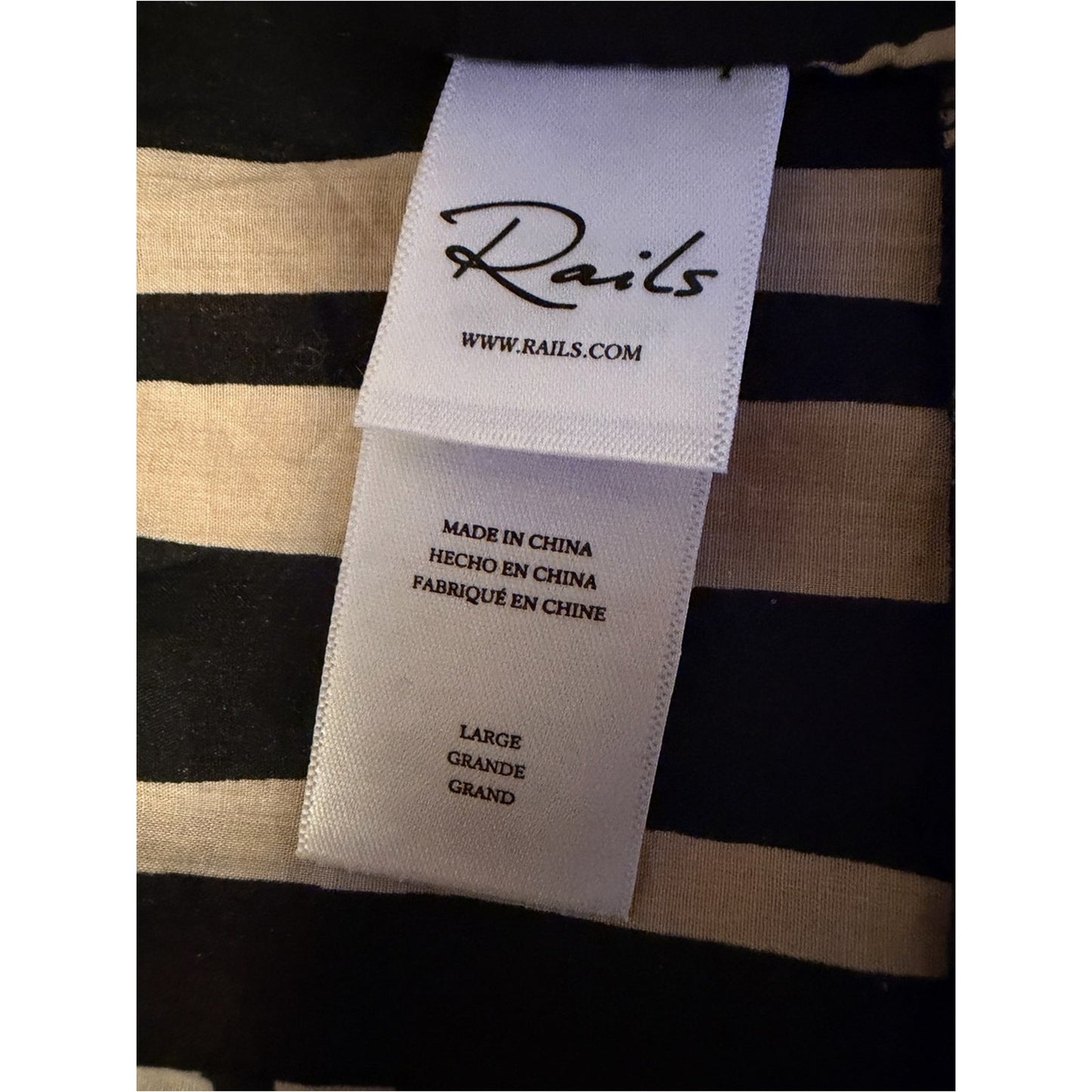 NWT Rails Tia Island Stripe Tie Front Cotton Top Women’s L Cream & Black