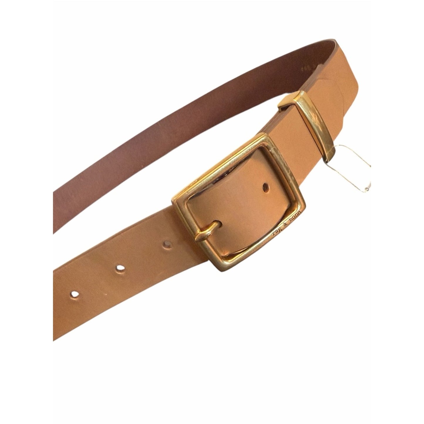 Rag & Bone NEW Genuine Leather Belt Tan Gold Brass Buckle Small