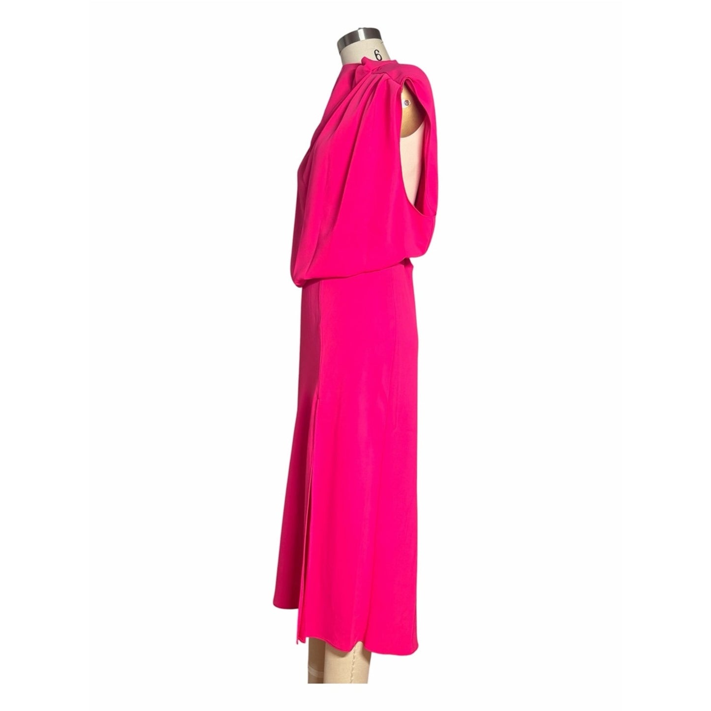 Amanda Uprichard Franny Hot Pink Midi Dress NWT XL Wedding Guest Cocktail