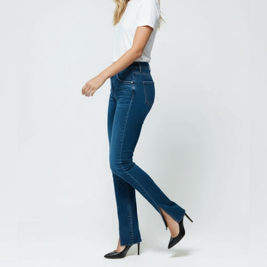 NWT Etica Rialto Twisted Seam Slim Split Hem Jeans Womens Size 27 Blue Denim