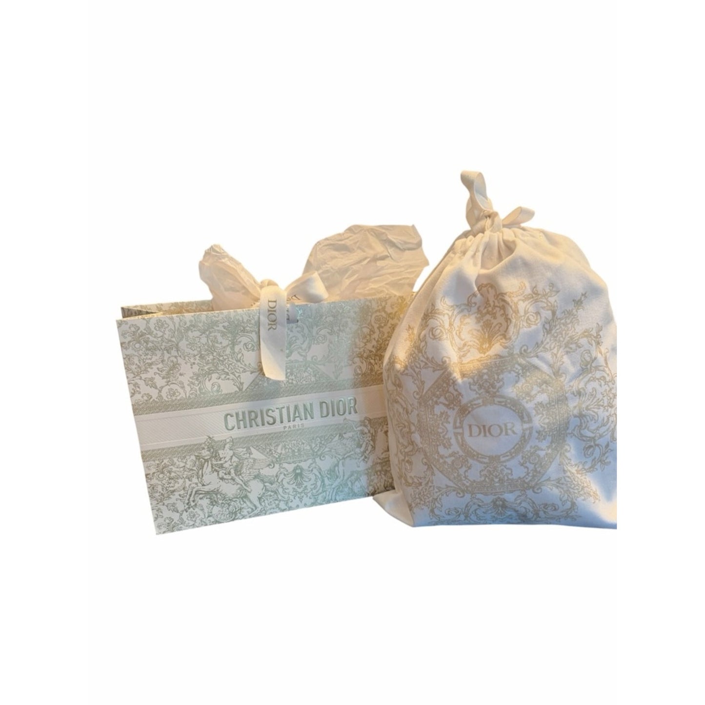 Dior Gold Toile Drawstring Pouch | Luxury Mini Bag Cosmetic Travel Case Giftable