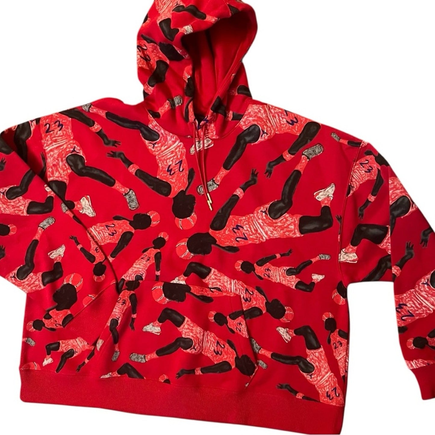 Jordan Nike Women's XL Hoodie NWT RedAll-over Basketball Player Print Loose Fit