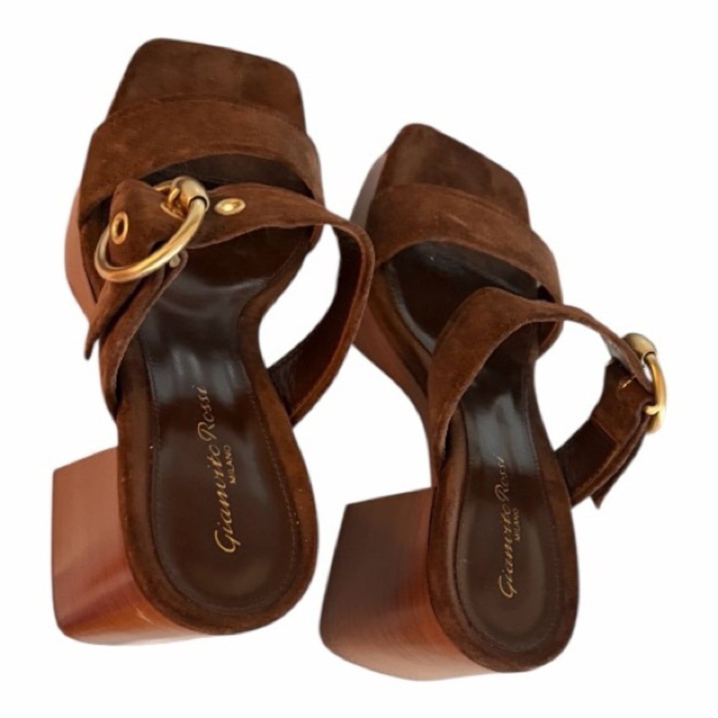 Gianvito Rossi Brown Suede Boho 70’s Style Platform Sandals | NEW | 36.5