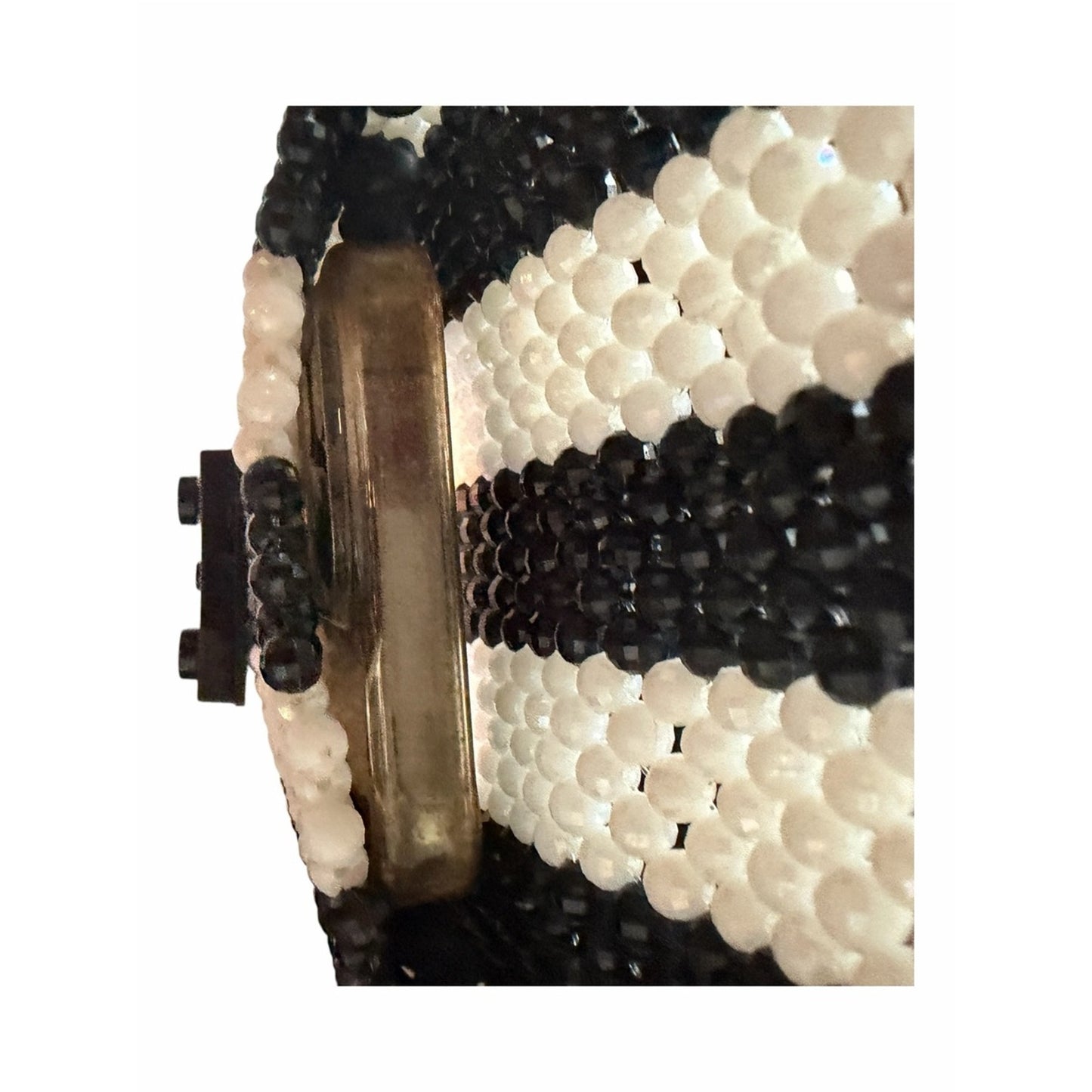 Furla Beaded Phone Crossbody Bag Black & Ivory Mini Pouch Italy