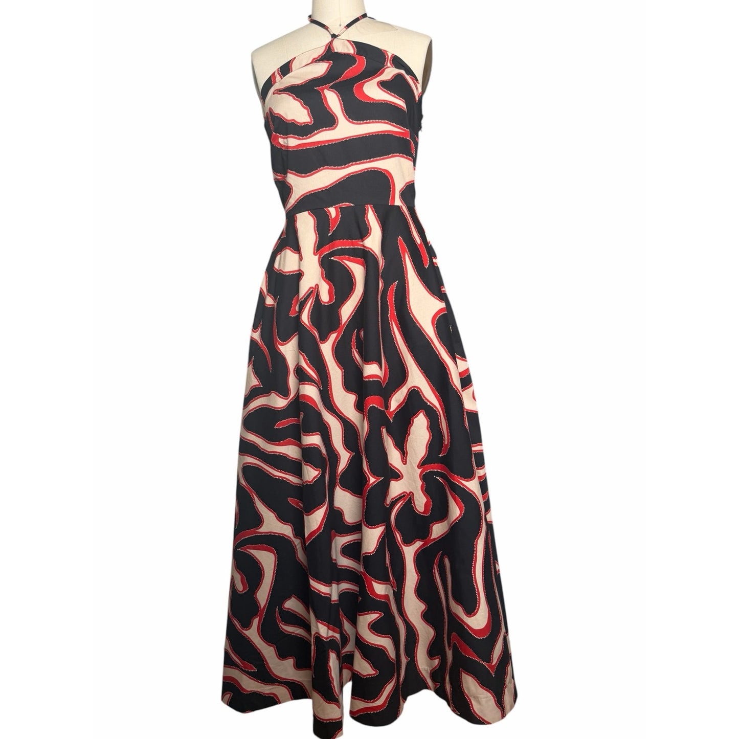 BTB Los Angeles Mia Maxi Dress Tropical Print Halter Open Back NWT Size M