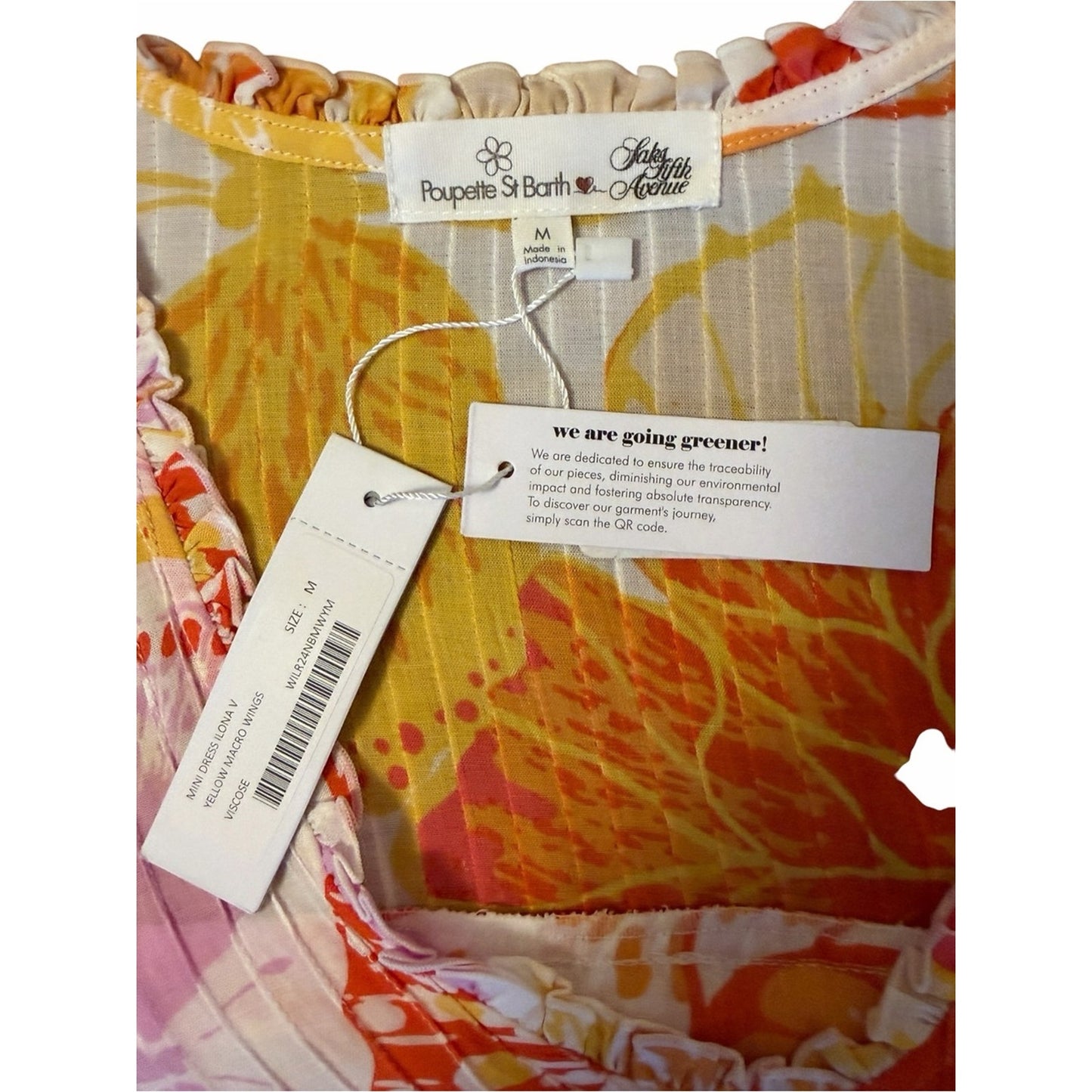 NEW Poupette St Barth Ilona M Yellow Macro Wings Butterfly Print Dress NWT