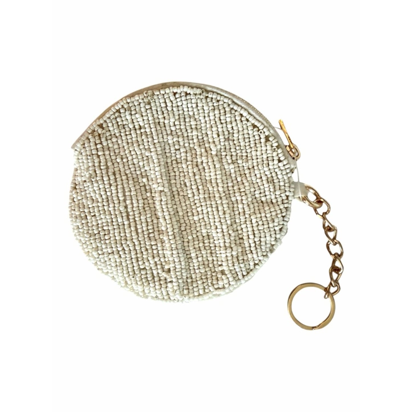 Beaded Lemon Coin Purse Round Zip Pouch Keychain Wristlet Style NWT Summer