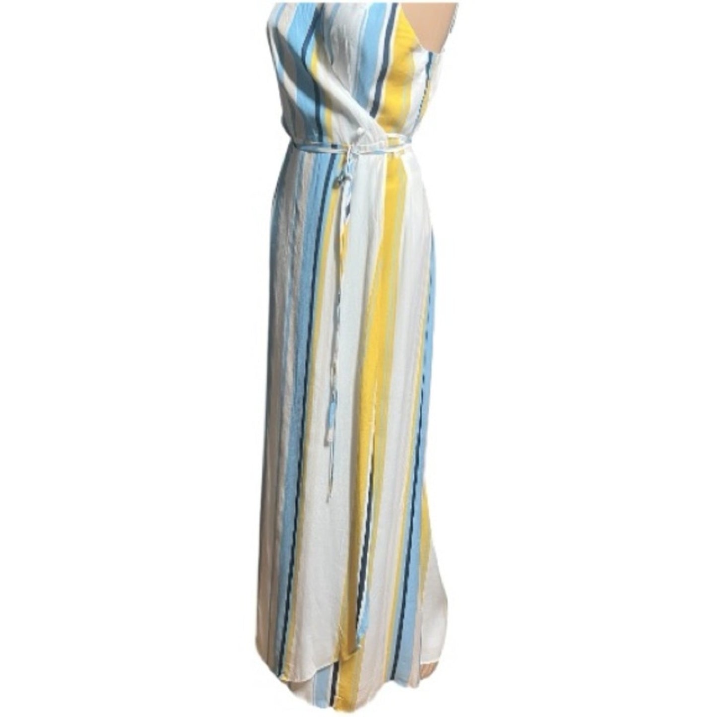 Anthropologie Rush Hour Maxi Wrap Dress Multi Color Stripe Women's Large NWT