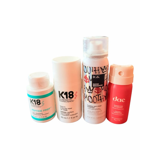 K18 Hair Bioscience Repair Bundle Full Size Mask Detox Shampoo IGK & dae 4 Pc Bundle
