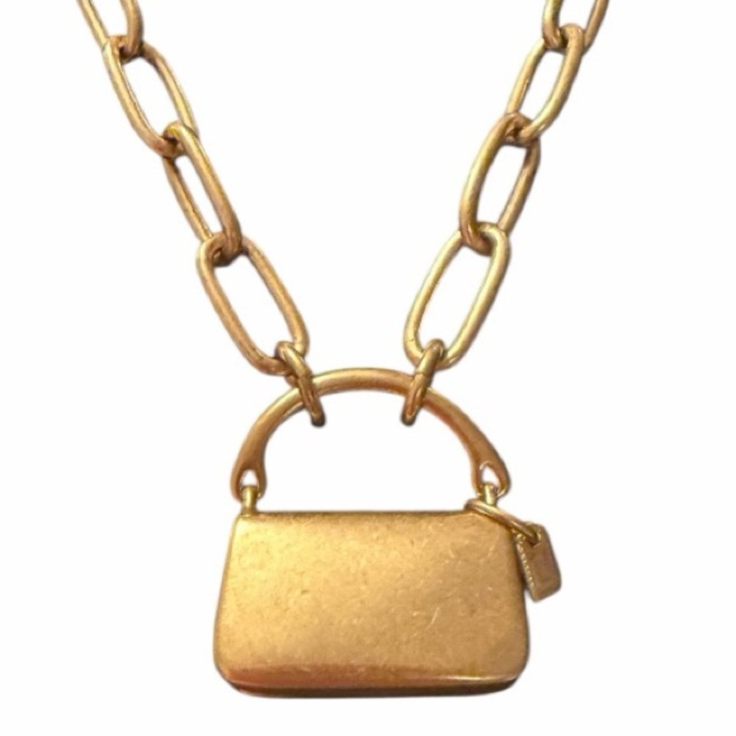 Coach Gold Tone Chain Necklace w/ Handbag Charm & Extender – NWT