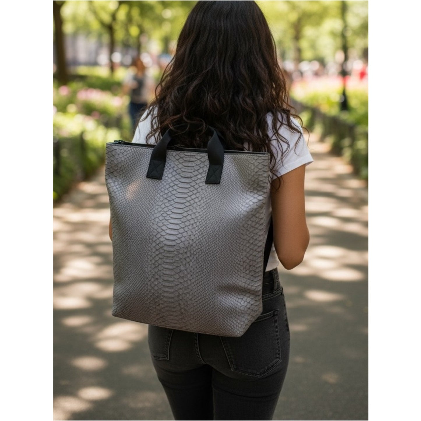 Ampersand As Apostrophe Taupe Python Leather Backpack - Tote Large Unisex NWT