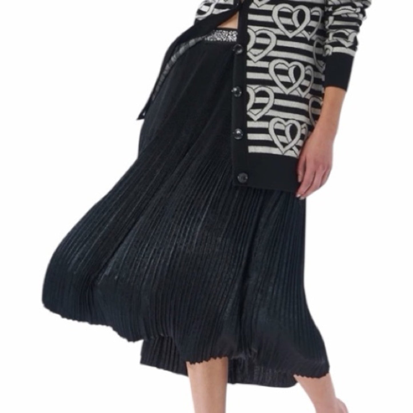 LE SURPERBE FOIL PLEATED SKIRT BLACK SIZE MED NEW