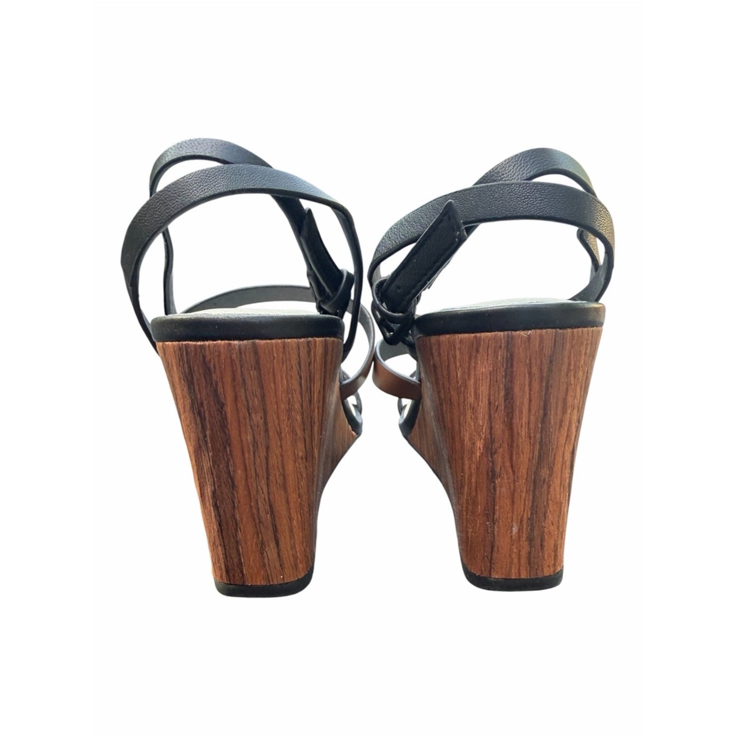 Sanctuary Wink Strappy Wedge Sandals Size 9 NIB Wood Grain Heel