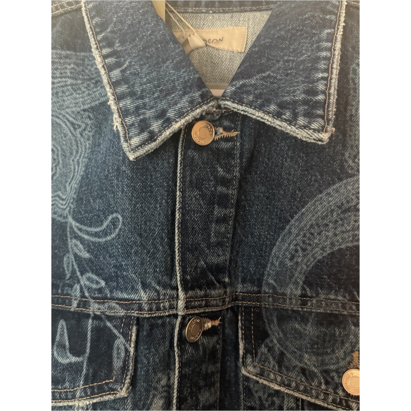 HUDSON Paisley Print Boyfriend Trucker Denim Jacket NWT Medium