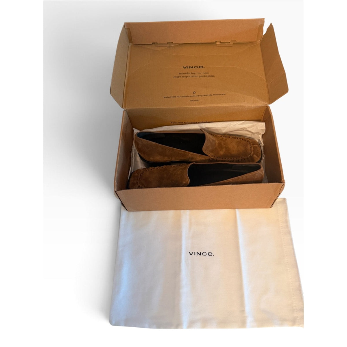 Vince Larose Suede Heeled Loafers Elm Wood Brown Women’s Size 10 NIB