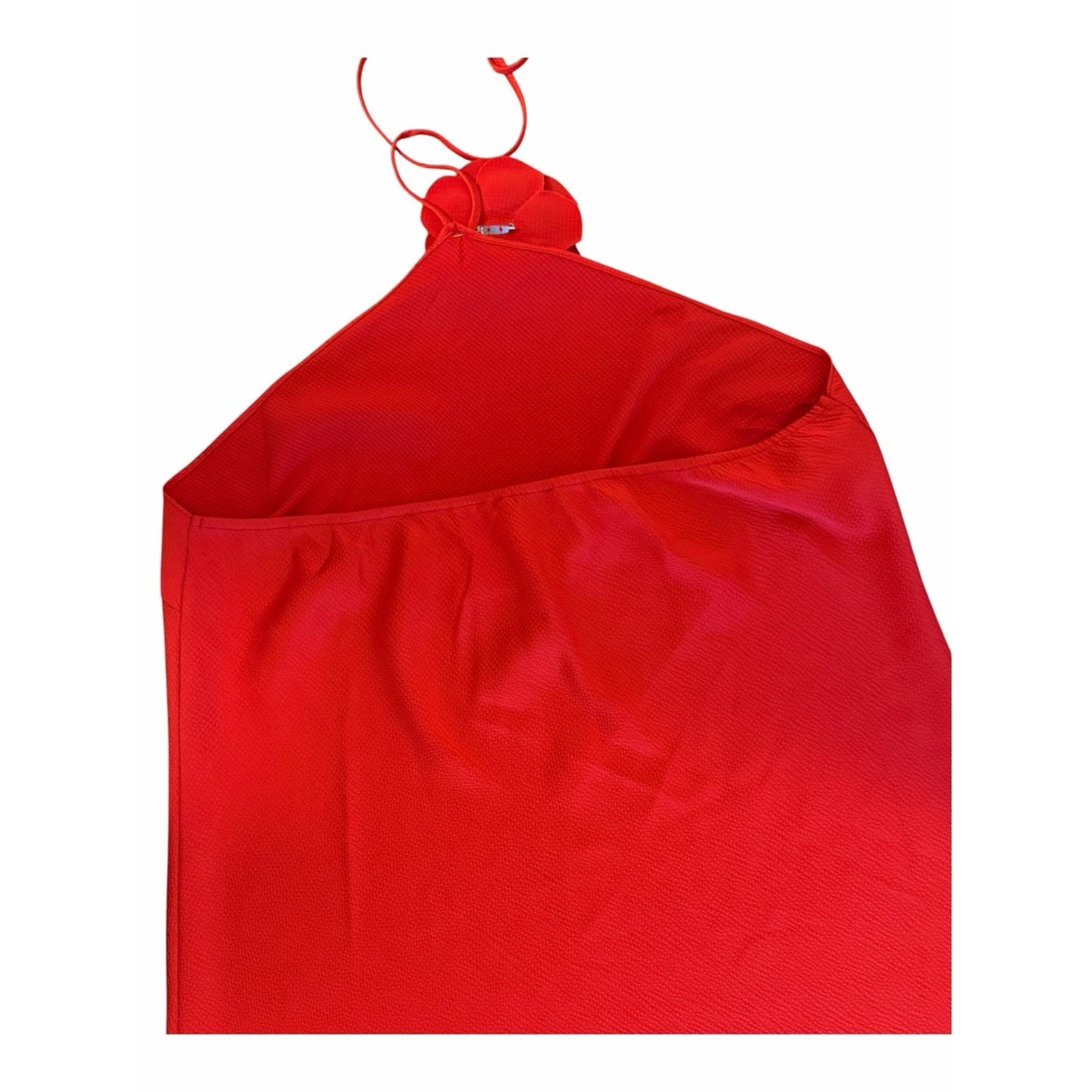 Lucy Paris Red Halter Maxi Dress XL NWT Open Back Removable Rosette