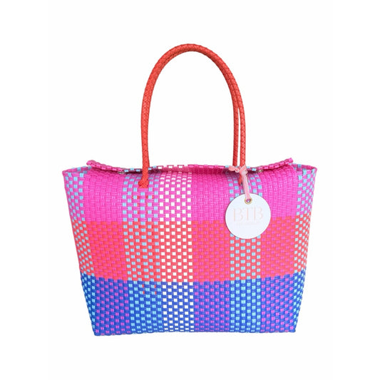 BTB Los Angeles Colorblock Woven Market Tote Beach Resort Bag NWT