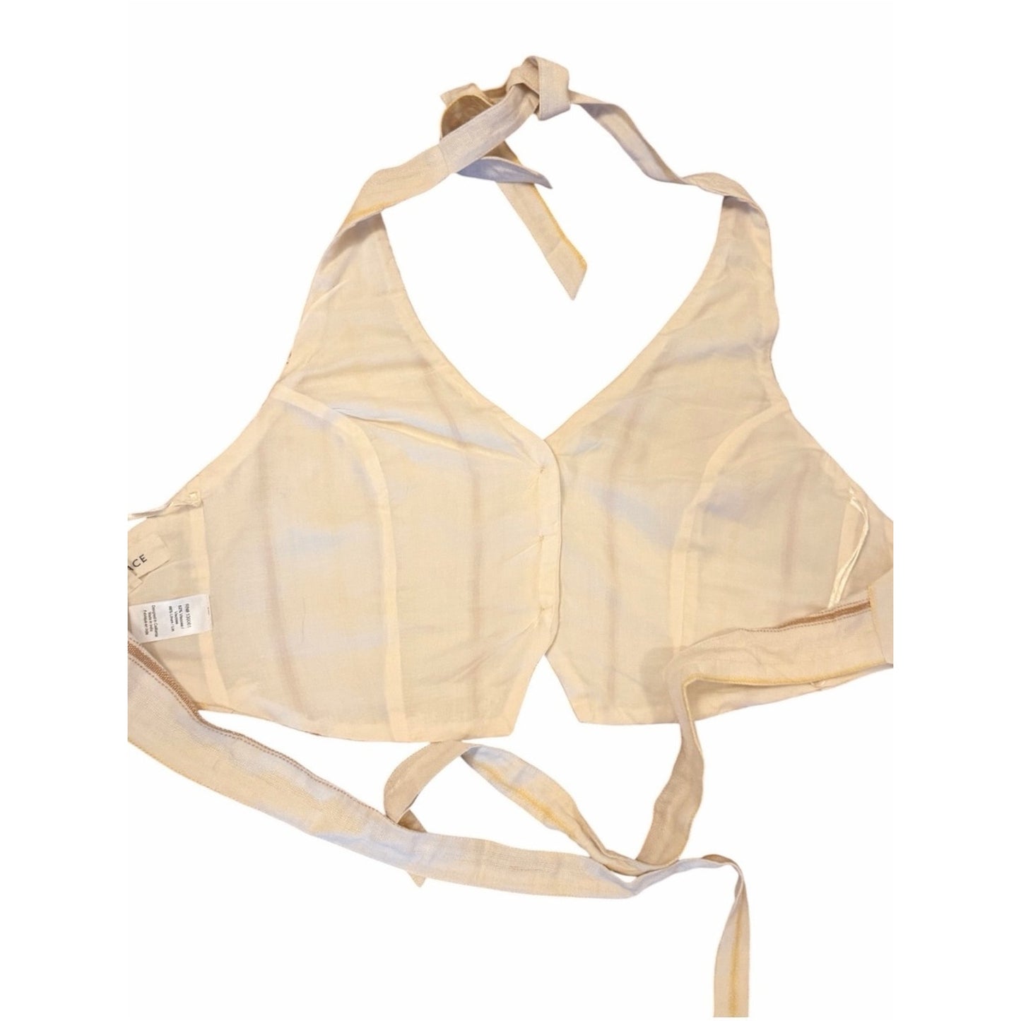 L*Space Beach House Vest NWT Medium Backless Halter Linen Blend Tie Crop Top