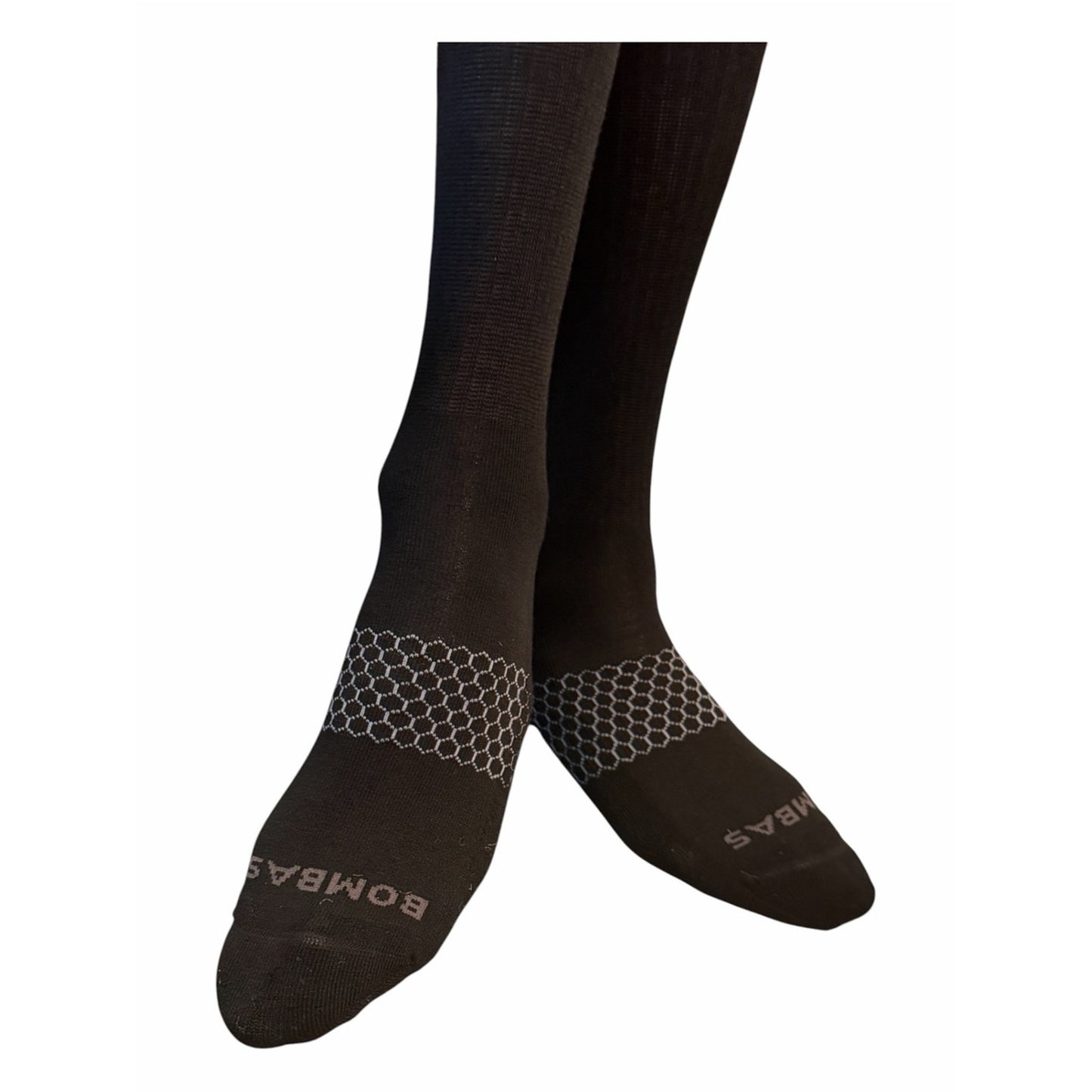 Bombas Men’s XL Honeycomb Crew Socks 4-Pack Black Cushioned Unisex